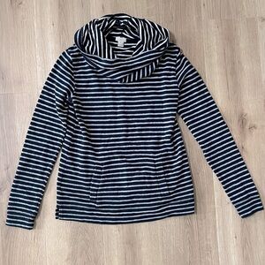 J. CREW • navy stripe funnel neck sweatshirt